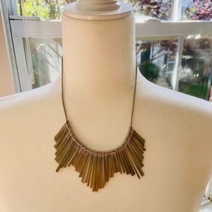 Modern Silver bib style Necklace. Great staple for work or a simple casual fit.